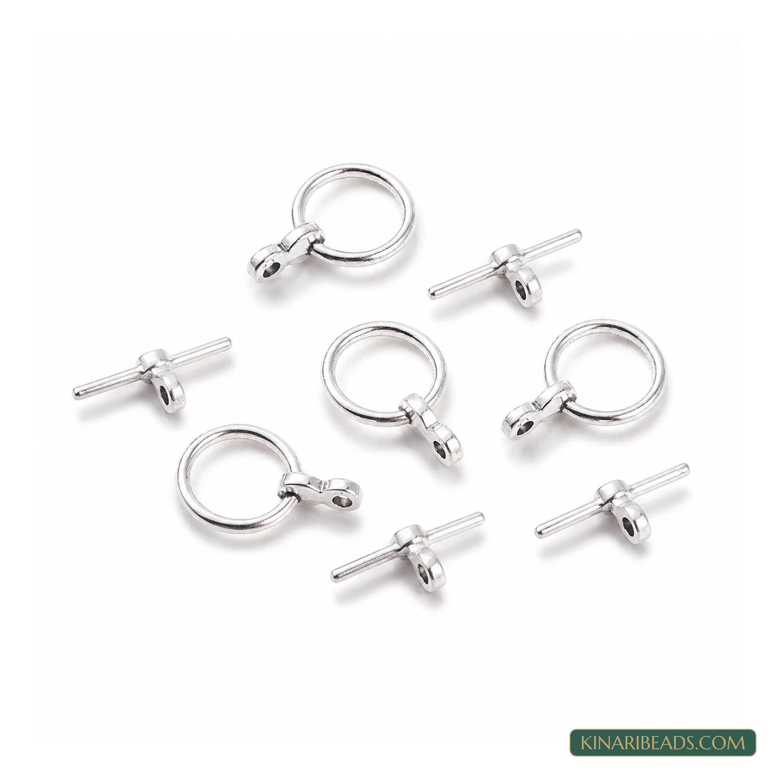 Vintage Toggle & T-Bar Clasp Sets Silver-Tone – 5 Sets / 50 Sets