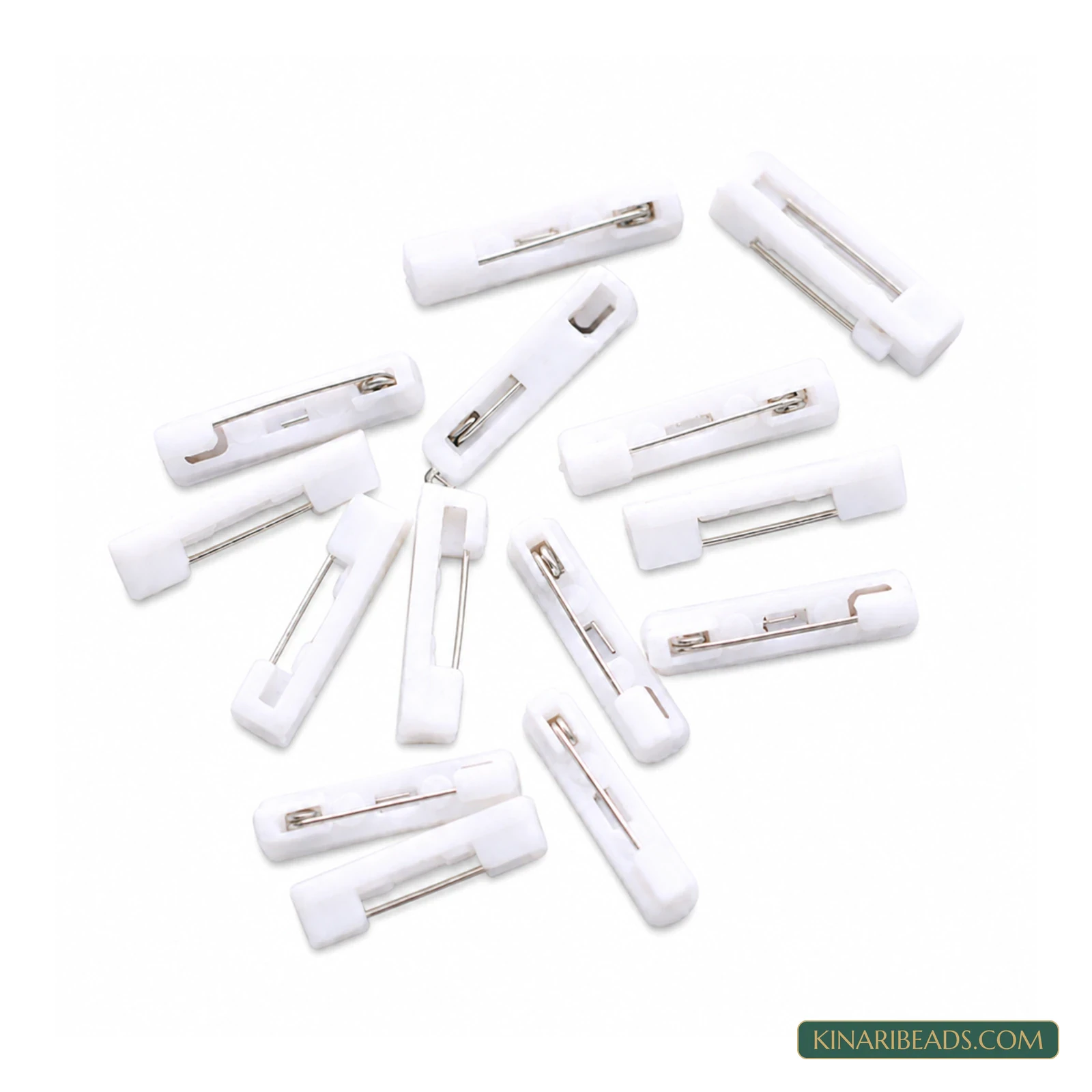 White Brooch Pin Fittings – 50 Pack
