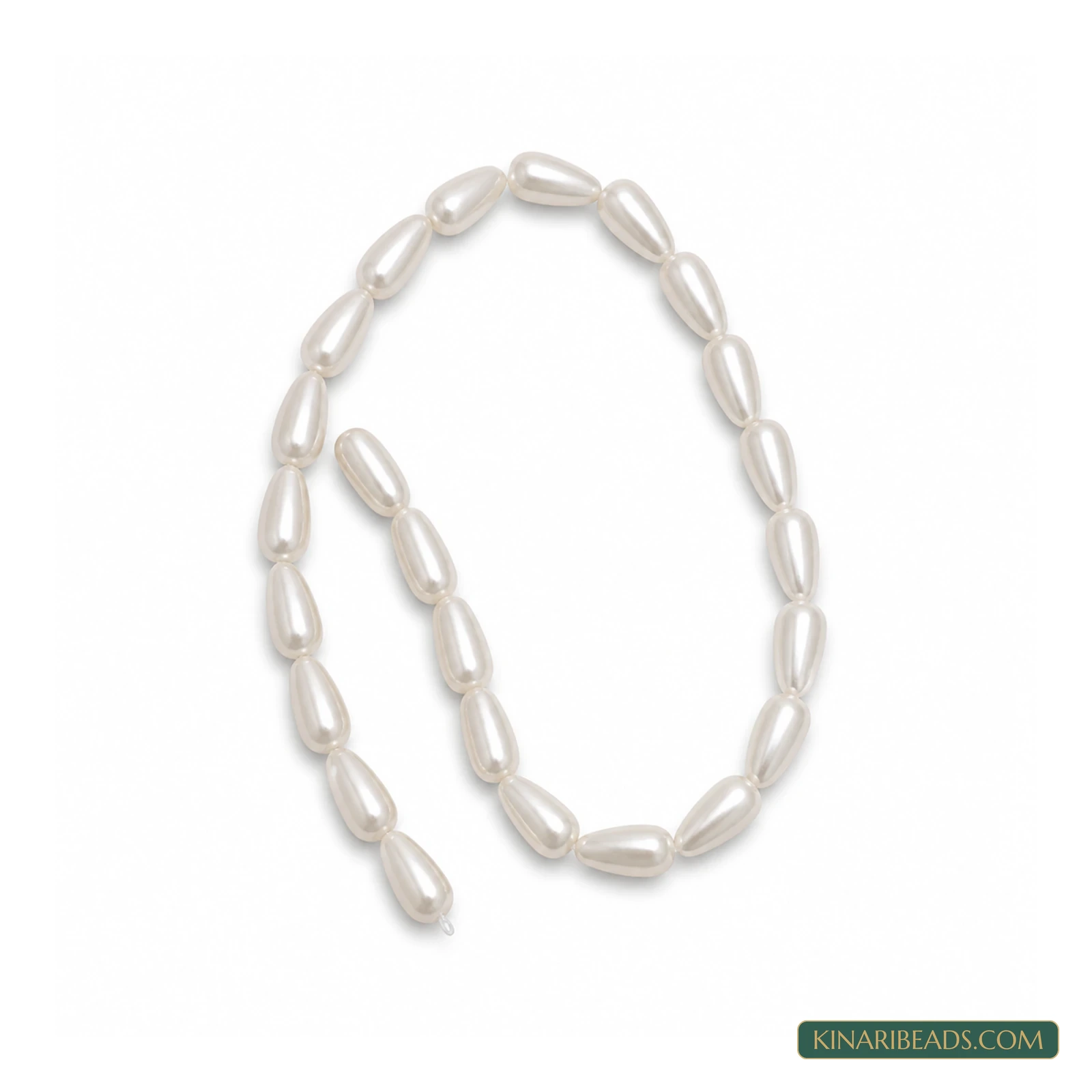 White Drop Japanese-Style Acrylic Pearl Beads – Multiple Sizes, 1 String product image