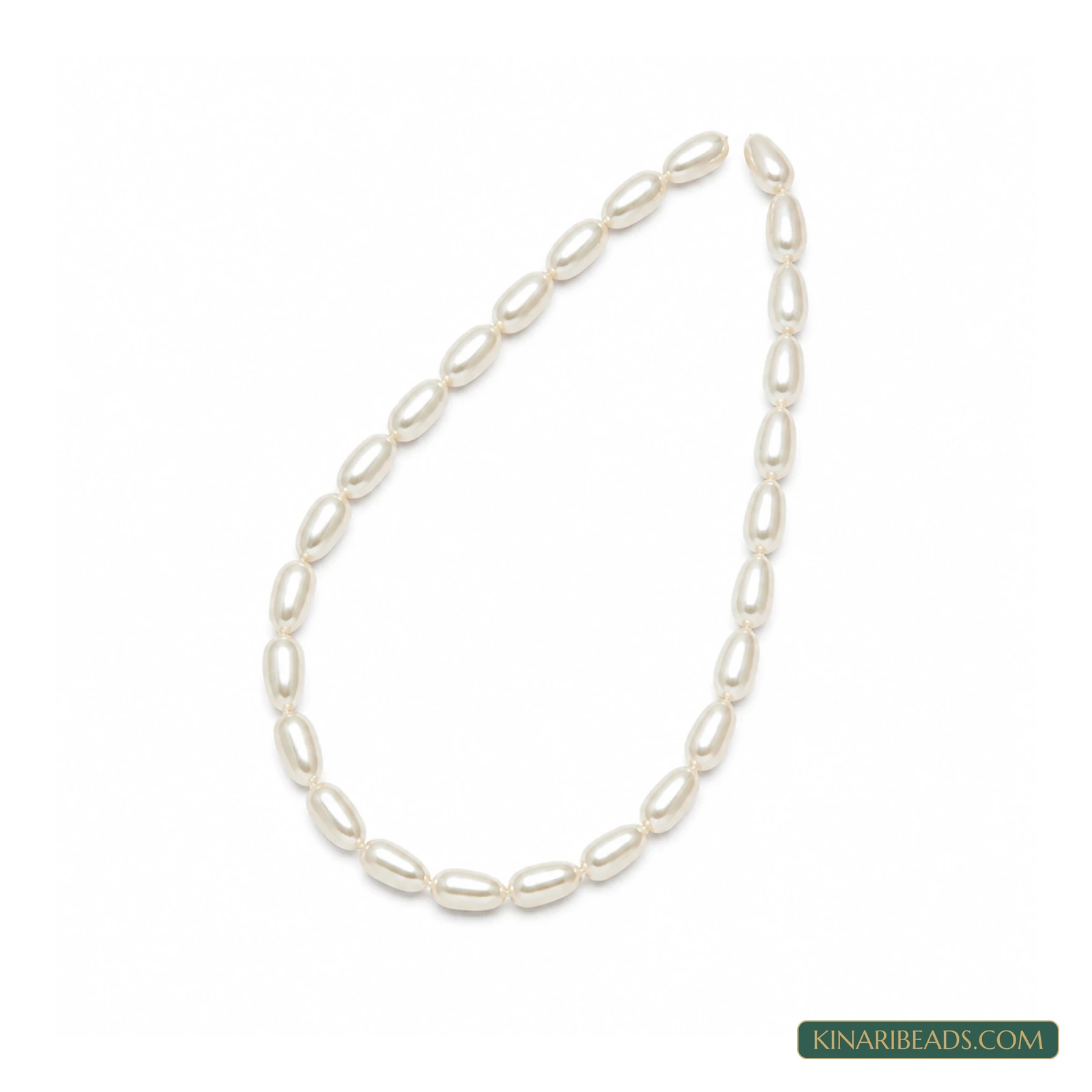 White Drop Japanese-Style Acrylic Pearl Beads – Multiple Sizes, 1 String