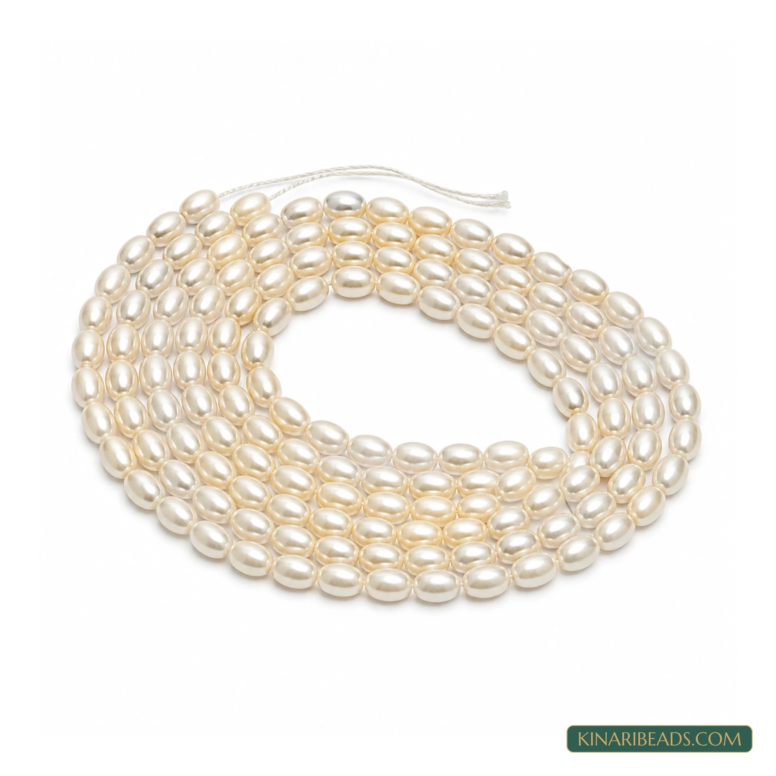 White Drop Shell Pearl Beads – 4x6mm, 1 String