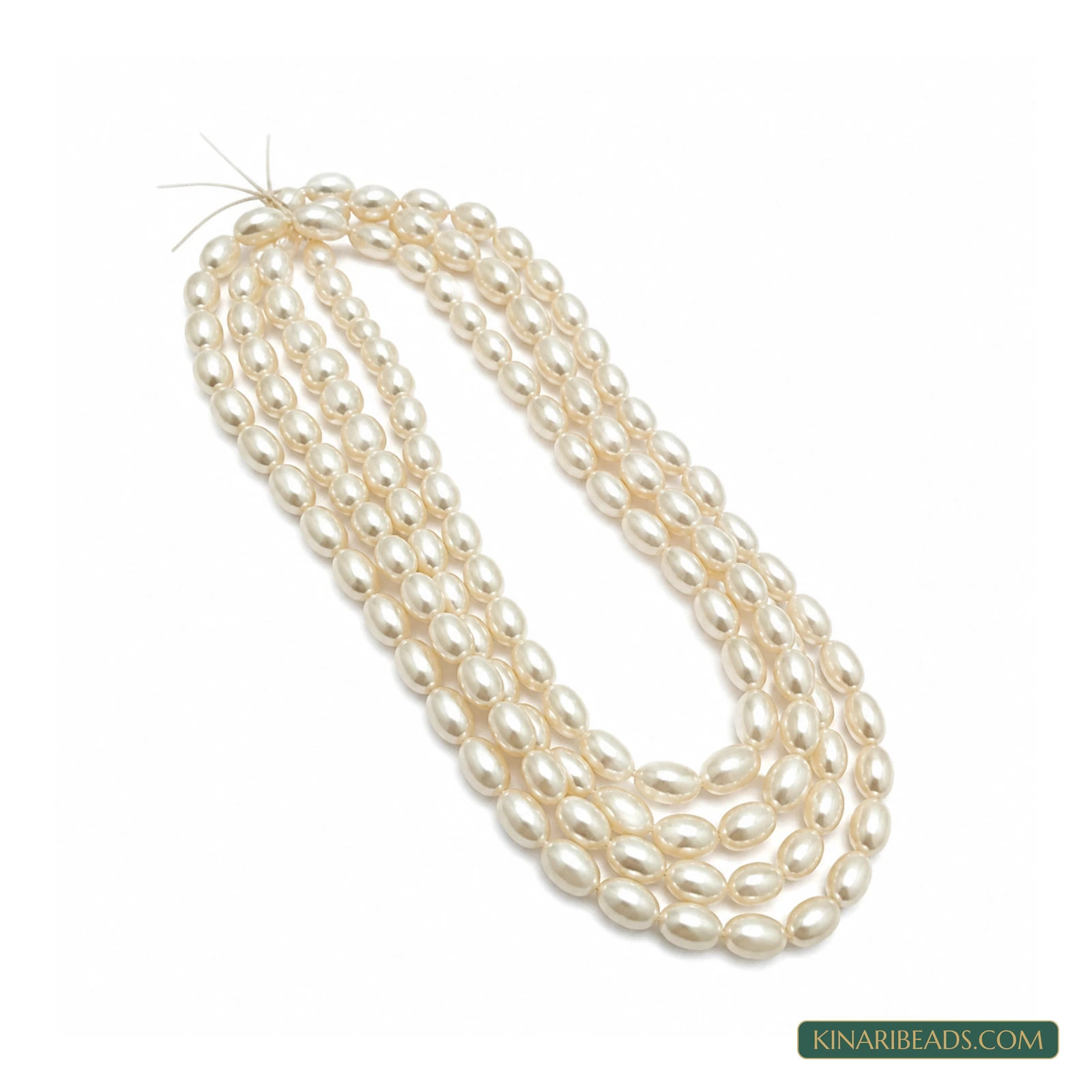 White Drop Shell Pearl Beads – 5x7mm, 1 String - White colour
