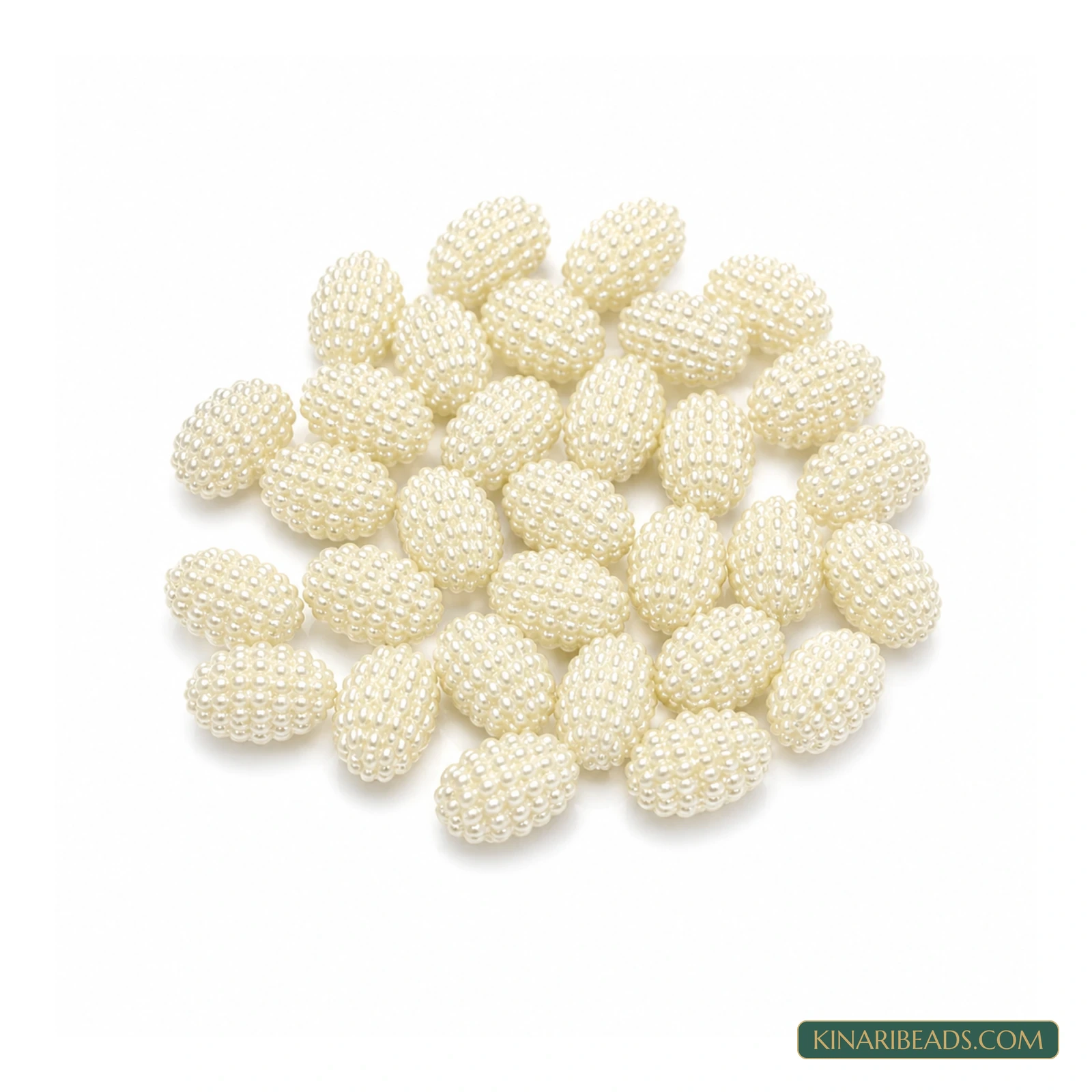 White Oval Acrylic Pearl Beads – 15x10mm, 100 Pcs
