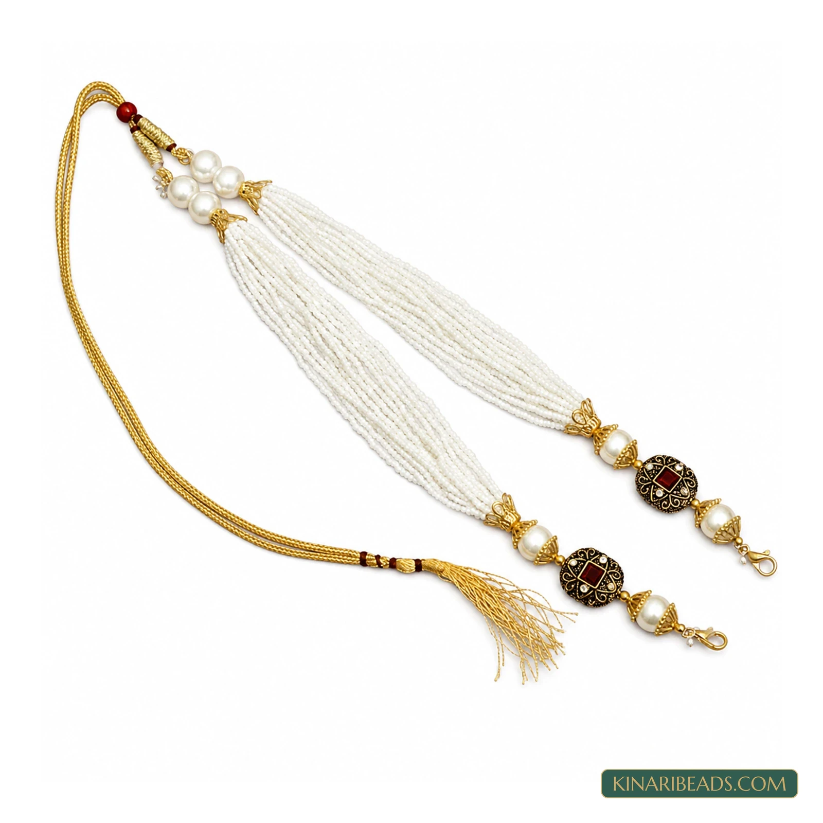 White Pearl Beaded Pendant Dori