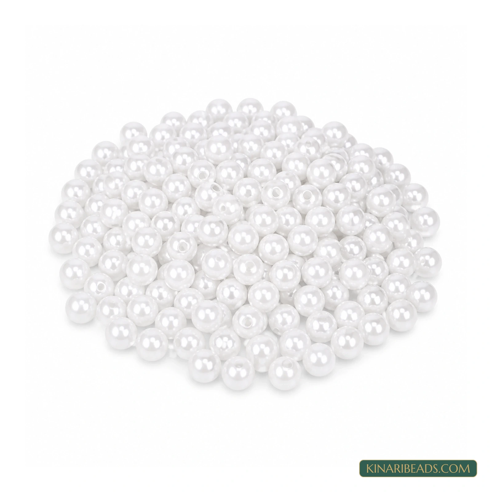 White Round Acrylic Pearl Beads – Multiple Sizes, 100 Gm product image