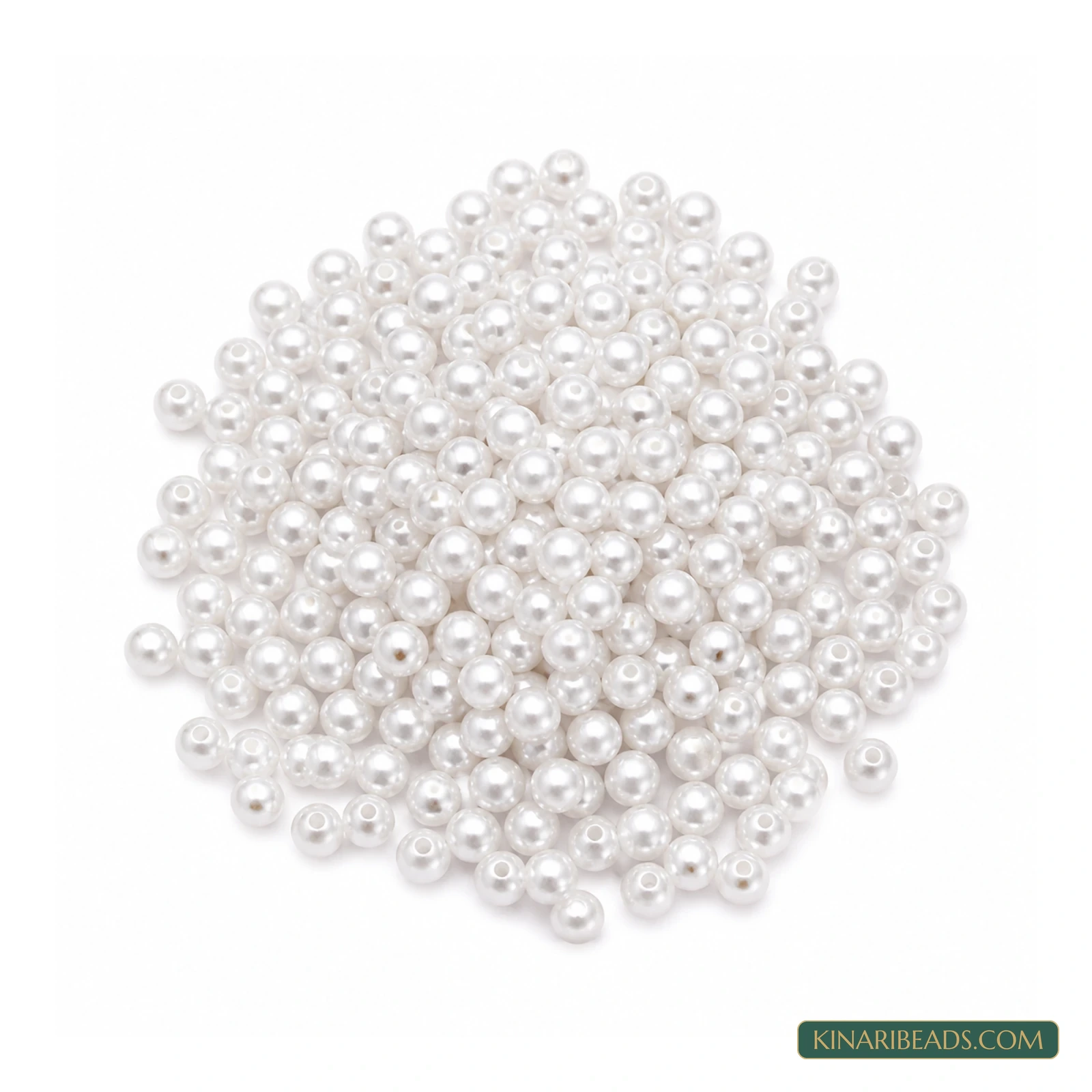 White Round Acrylic Pearl Beads – Multiple Sizes, 100 Gm product image