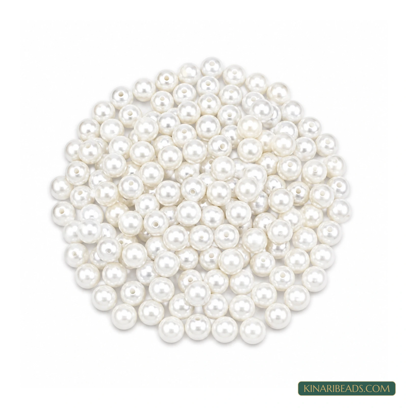 White Round Acrylic Pearl Beads – Multiple Sizes, 100 Gm product image