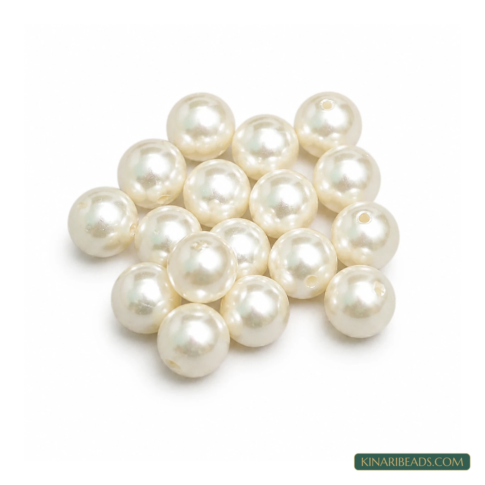 White Round Acrylic Pearl Beads – Multiple Sizes, 50 Gms product image