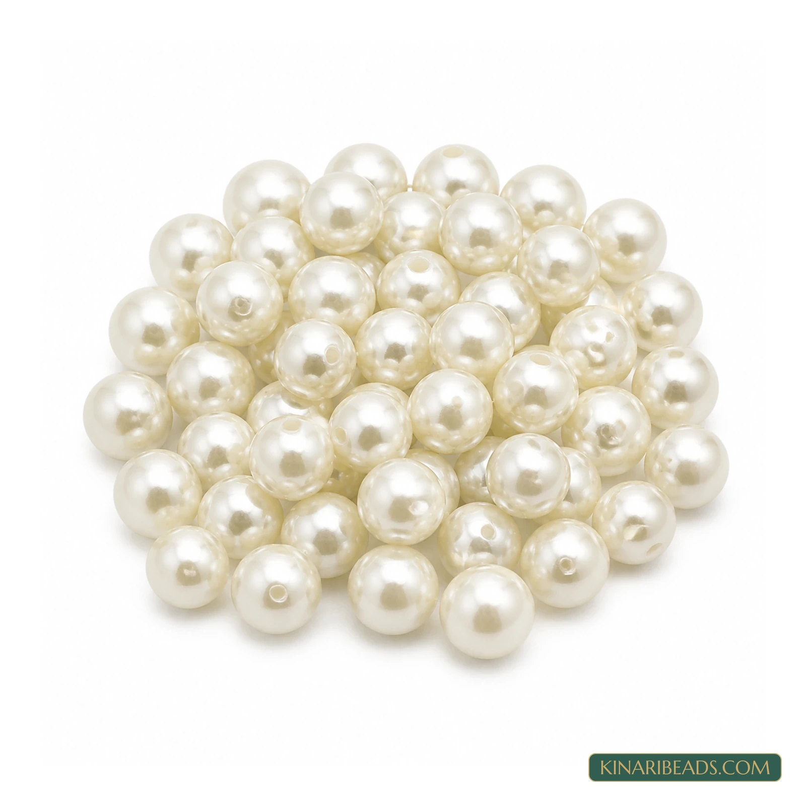 White Round Acrylic Pearl Beads – Multiple Sizes, 50 Gms product image
