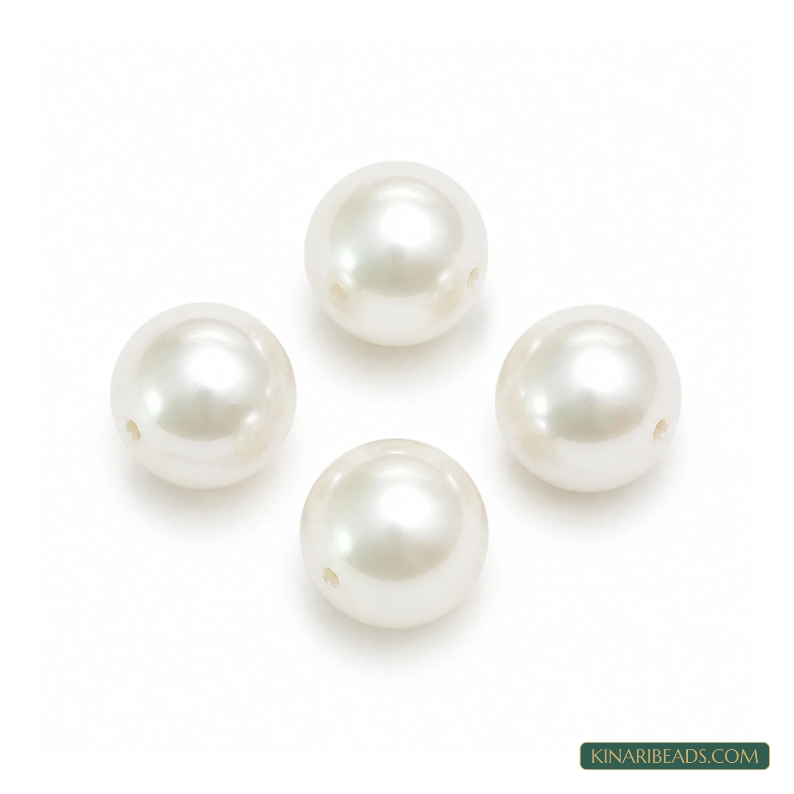 White Round Crystal-Look Pearl Beads – Multiple Sizes, 4 Pcs product image