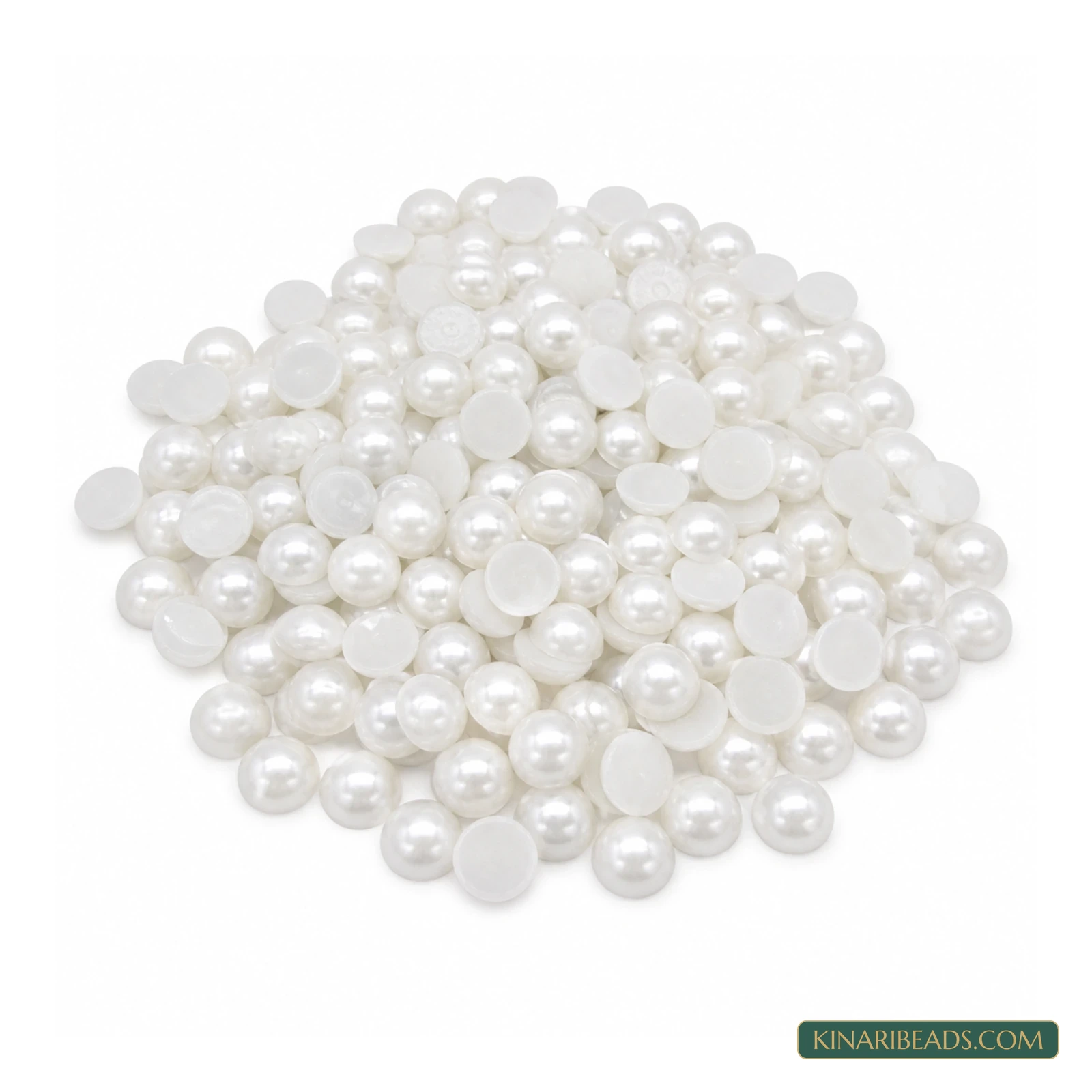 White Round Flat-Back Half Pearl Embellishments – Multiple Sizes, 100 gm product image