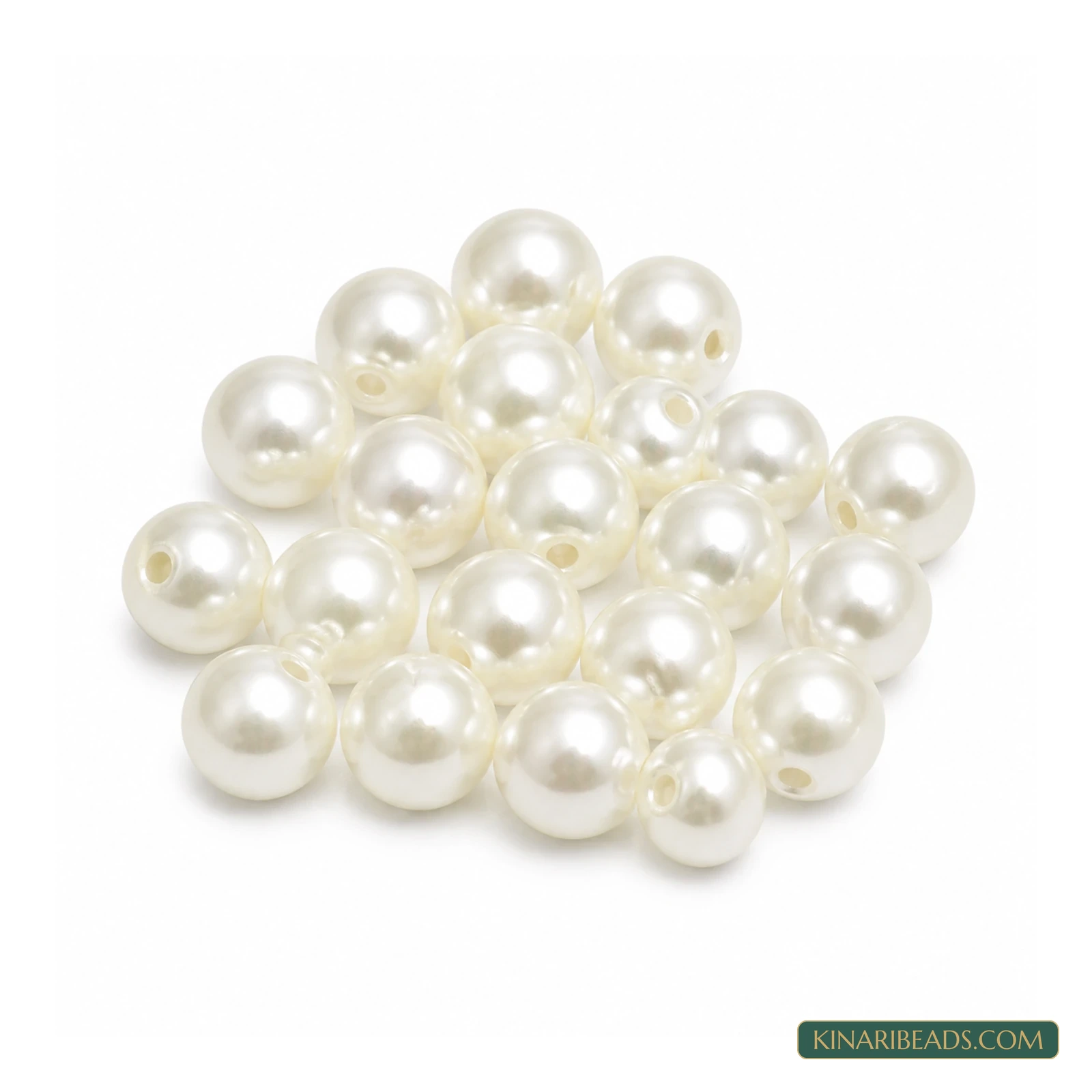 White Round Japanese-Style Acrylic Pearl Beads – Multiple Sizes, 1 String product image