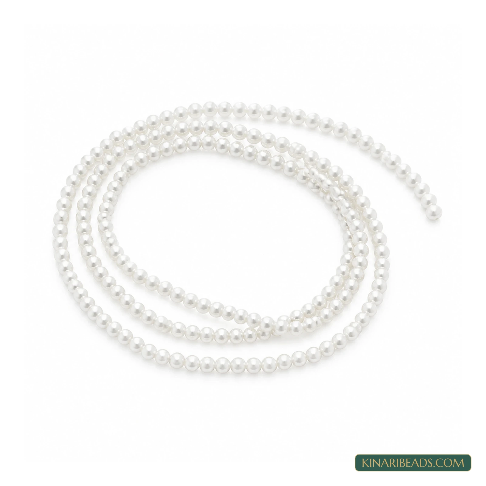 White Round Japanese-Style Acrylic Pearl Beads – Multiple Sizes, 1 String