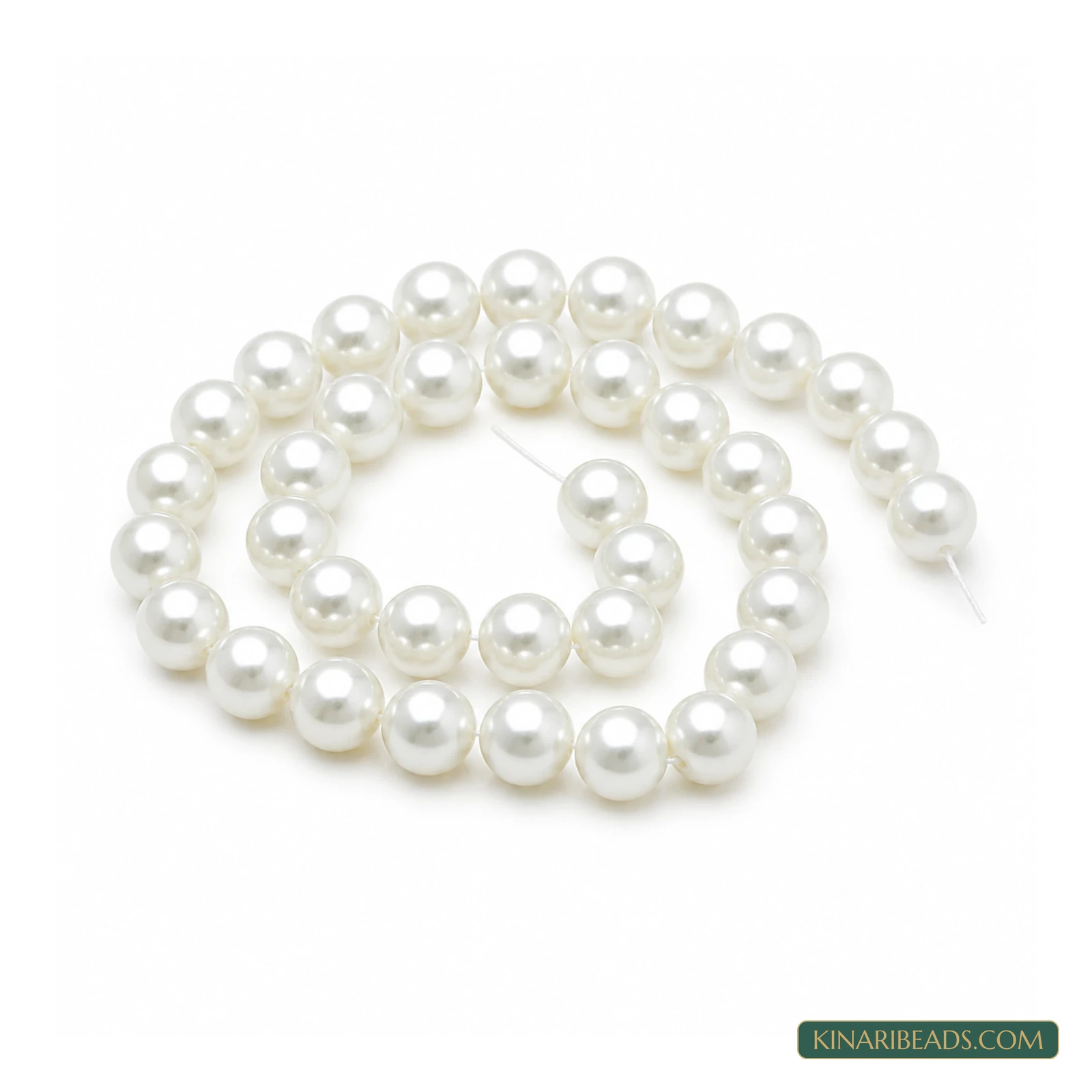 White Round Japanese-Style Acrylic Pearl Beads – Multiple Sizes, 1 String product image