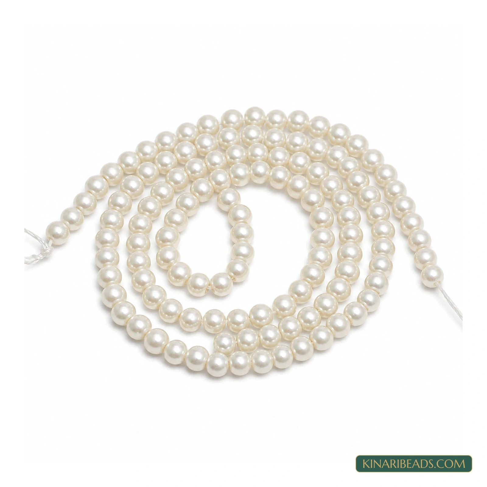 White Round Shell Pearl Beads – Multiple Sizes, 1 String product image