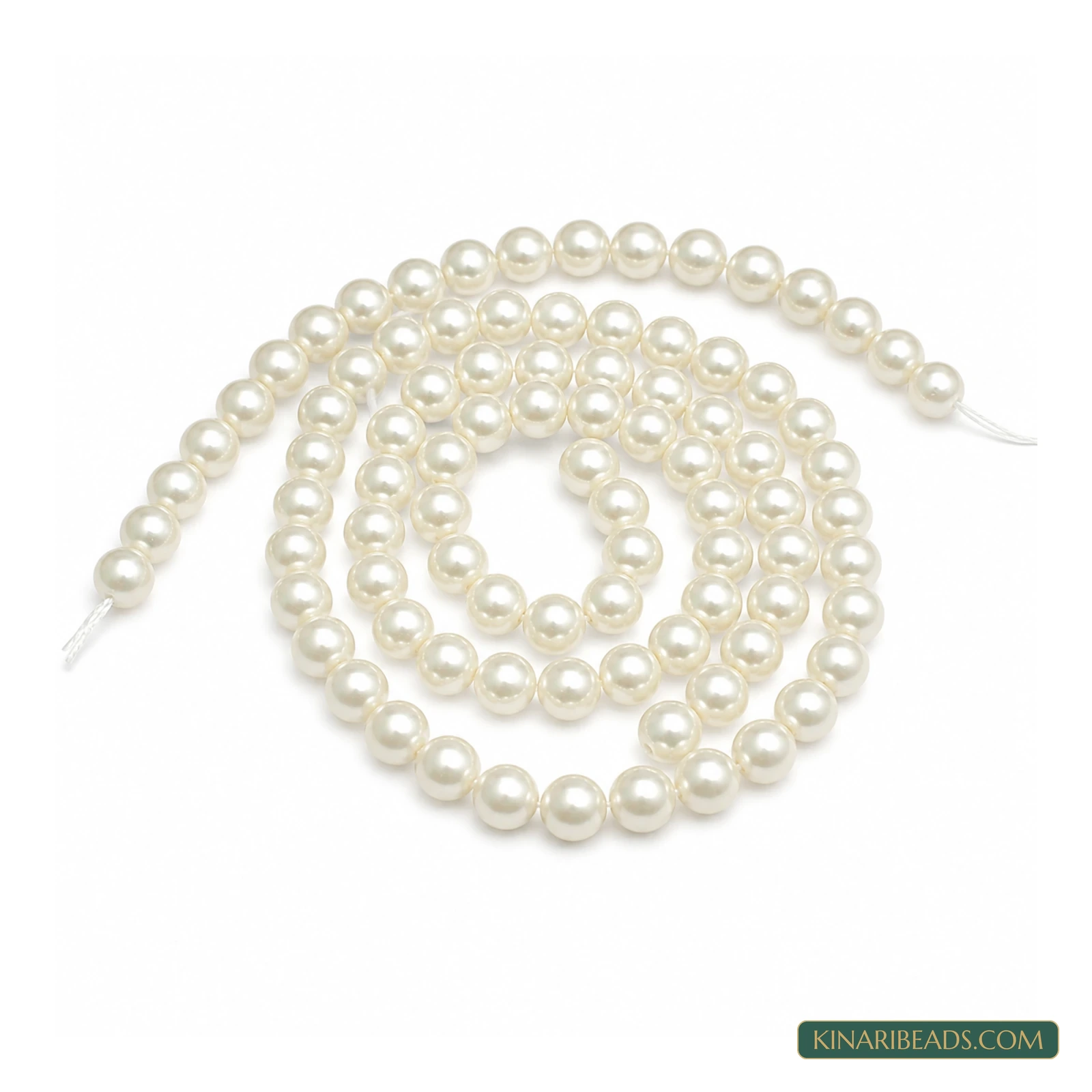 White Round Shell Pearl Beads – Multiple Sizes, 1 String product image