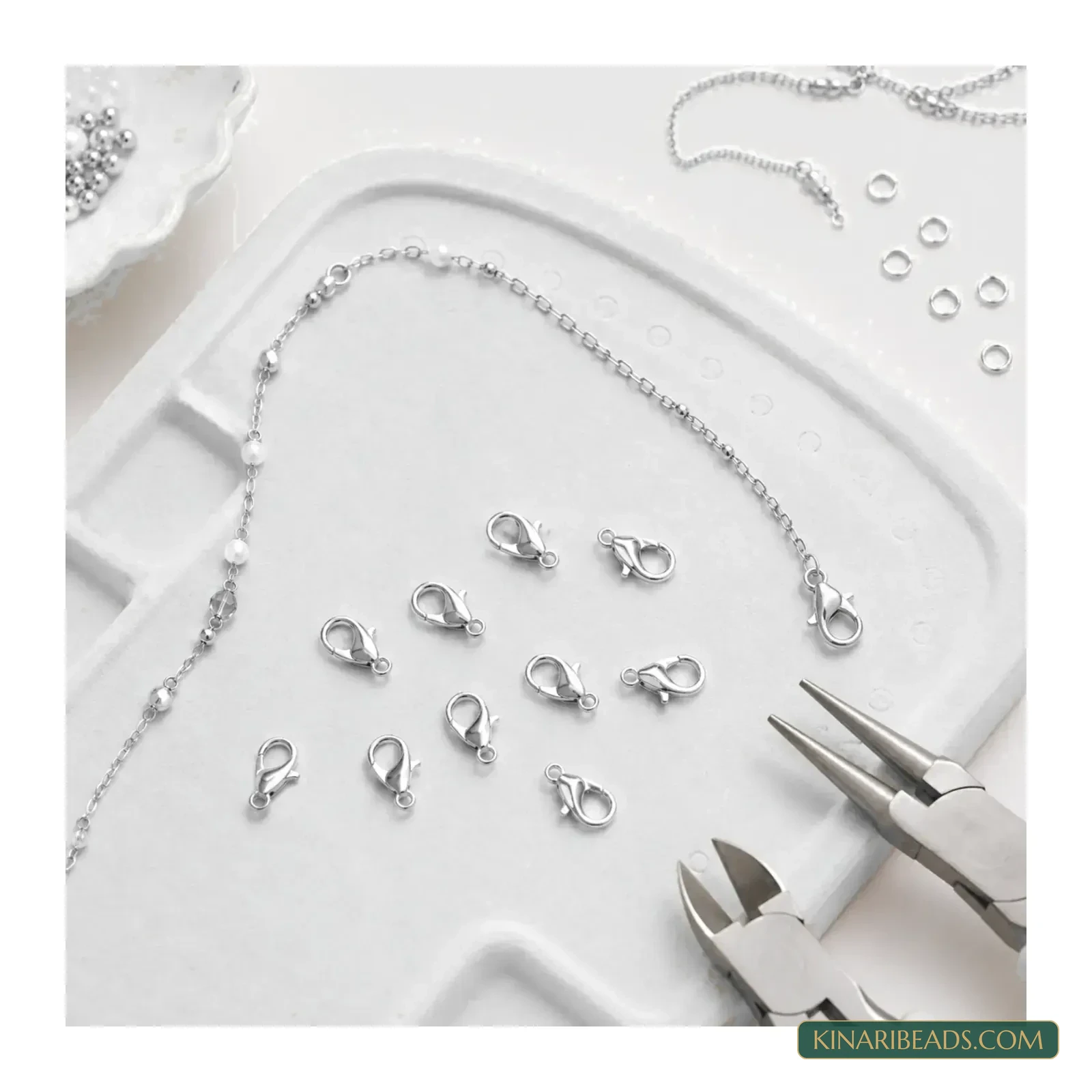 Wholesale 12mm Silver Finish Lobster Claw Clasps for Jewellery Making - 1000 Pcs product image