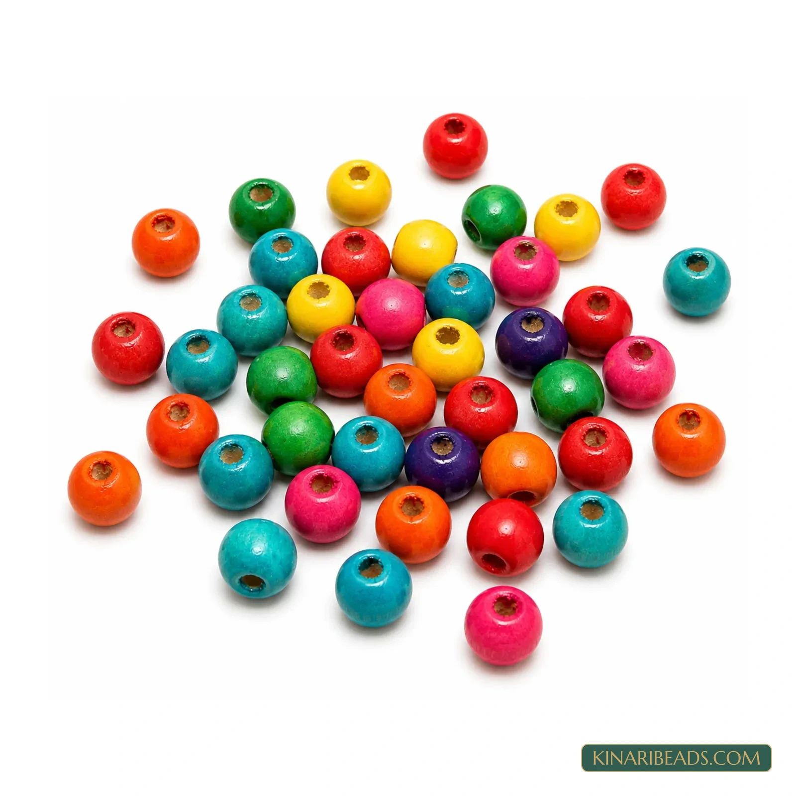 Wholesale Multicolour Round Wooden Beads - 1kg Pack