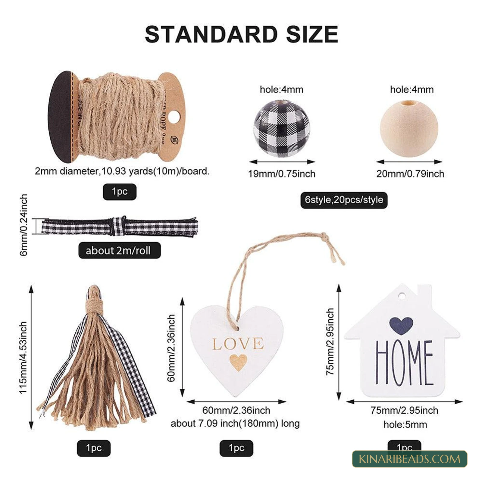 Wood Beads, Pendants, Tassel, Ribbon & Jute Cord Making Kit product image
